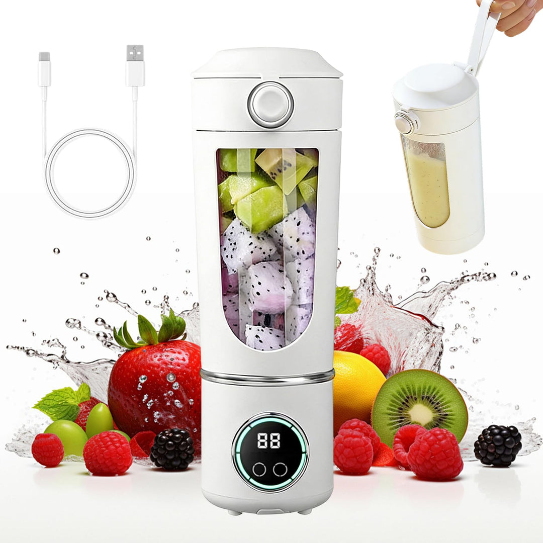 Tragbarer Mixer, 700ml Kleiner Entsafter, Mixer Smoothie Maker to Go mit Digitalanzeige,USB Wiederau