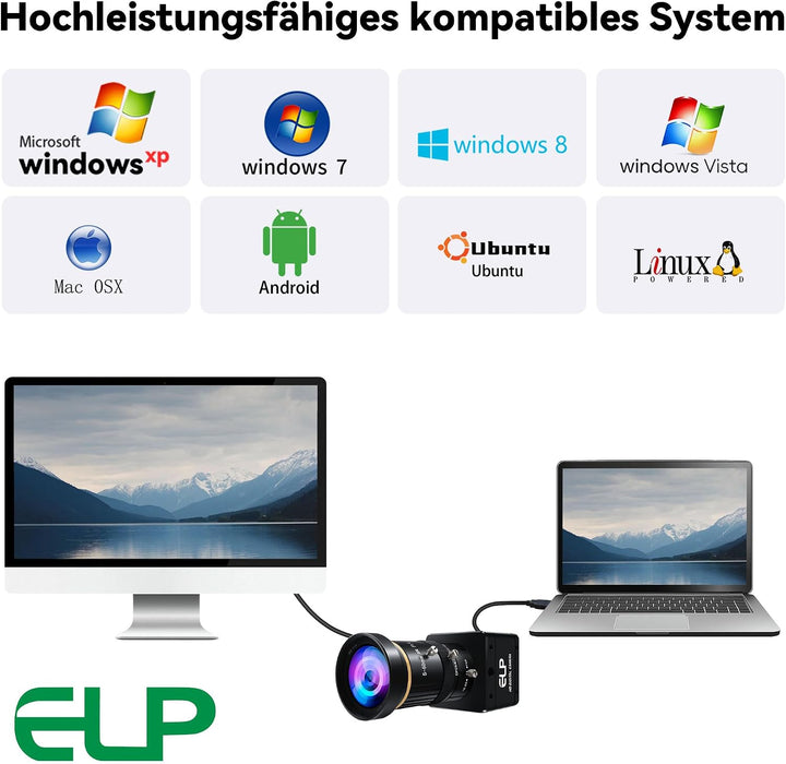 G ELP High Speed Global Shutter USB3.0 Zoom Kamera, 720P/200fps, 1200P/120fps, 5-50mm 10X Zoom Webca