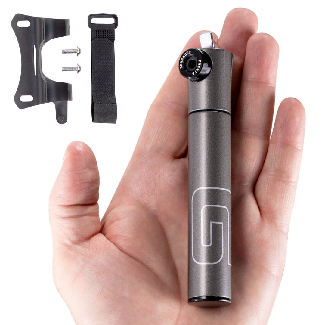 GIYO Super Micro Fahrradreifenpumpe, aus Metall, kleinste Pumpe, erhältlich mit Teleskoppumpe für MT