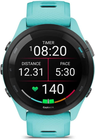 Garmin Forerunner 265 Running Smartwatch für Unisex, 46 mm Grösse, Aqua/Schwarz