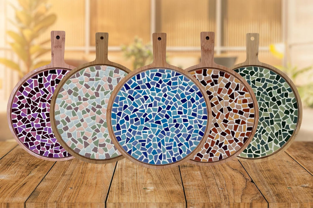 Little Creations mosaik Servierbrett Rund | DIY Bastelset Erwachsene | Gestalte deine eigene Servier