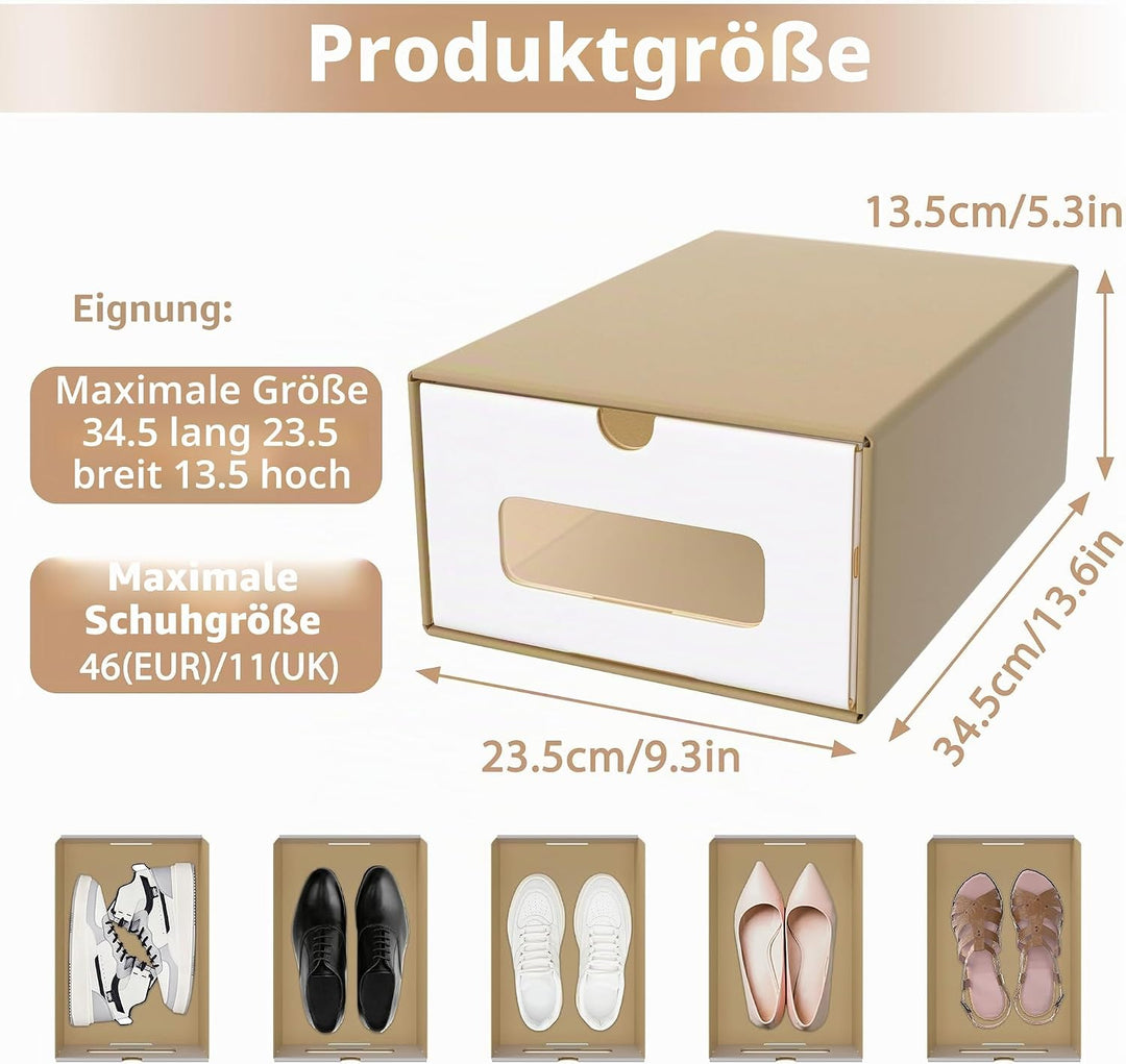SUBTLETY 10 Stück Schuhboxen Pappkarton Schuhkiste mit Sichtfenster Klappbare Schuhschachtel aus Kra