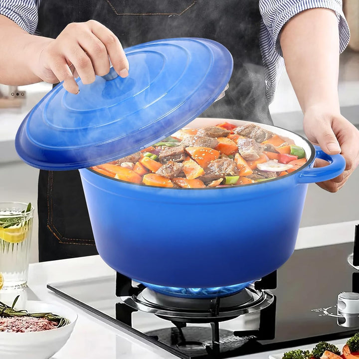 Ø28cm Emaille Gusseisen Schmortopf mit Deckel,Dutch Oven für Zuhause, Küche, Gusseisen Bräter für al