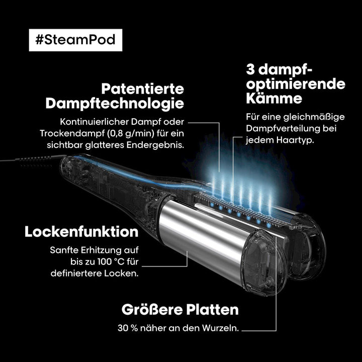L'Oréal Professionnel SteamPod 4, All-in-One-Dampfstyler, Professionelles Glätteisen mit Dampftechno