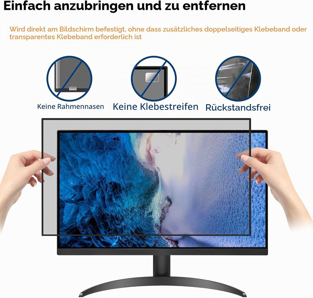 PYS 27 Zoll Blickschutzfolie für 16:9 Ultra-Slim Bezel Monitor Selbstklebend Abnehmbar Blickschutzfi