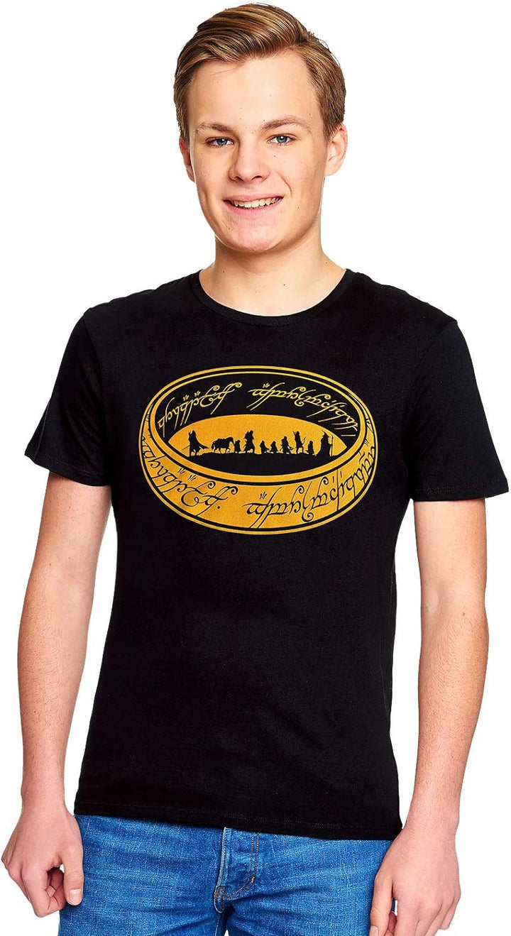 Elbenwald Herr der Ringe Herren T-Shirt Gefährten des Rings Baumwolle schwarz - M