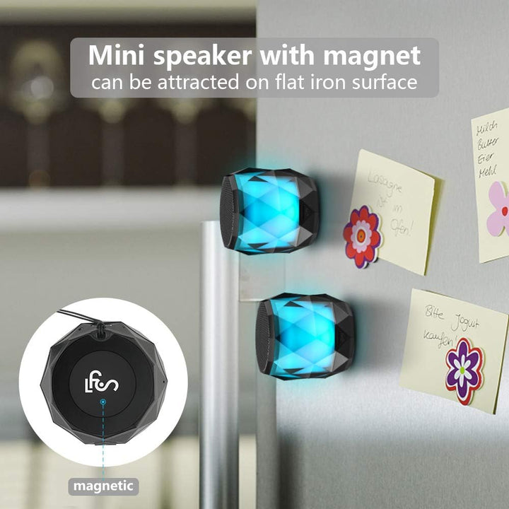 LFS klein Bluetooth Lautsprecher mit Licht, Mini Tragbarer Bluetooth Box wasserdicht, Freisprechfunk