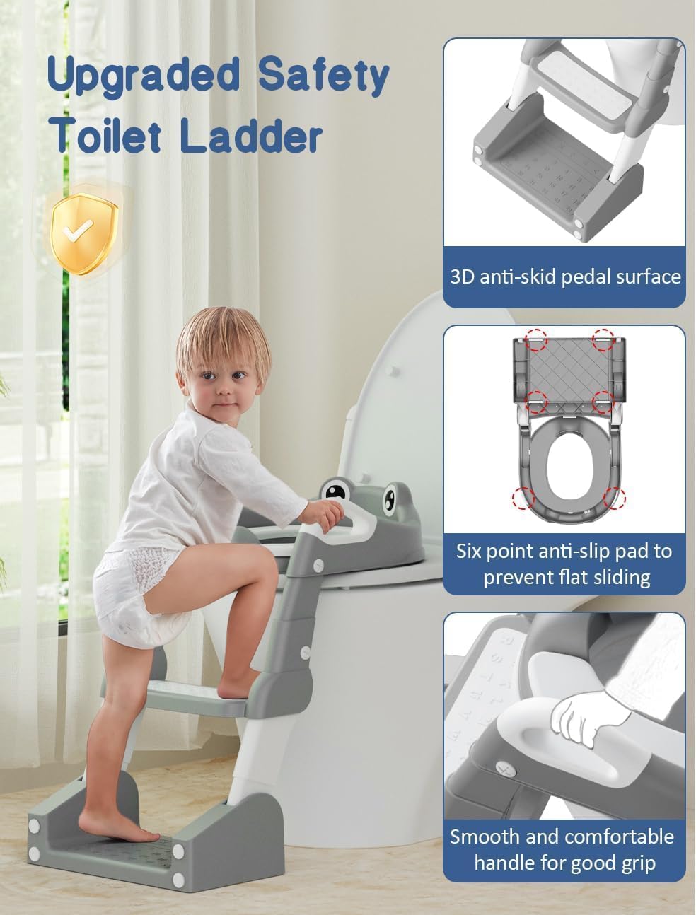 Toilettensitz Kinder mit Treppe,2 IN 1 Toilettensitz Kinder,Toilettentrainer für Kinder,Upgraded Kin