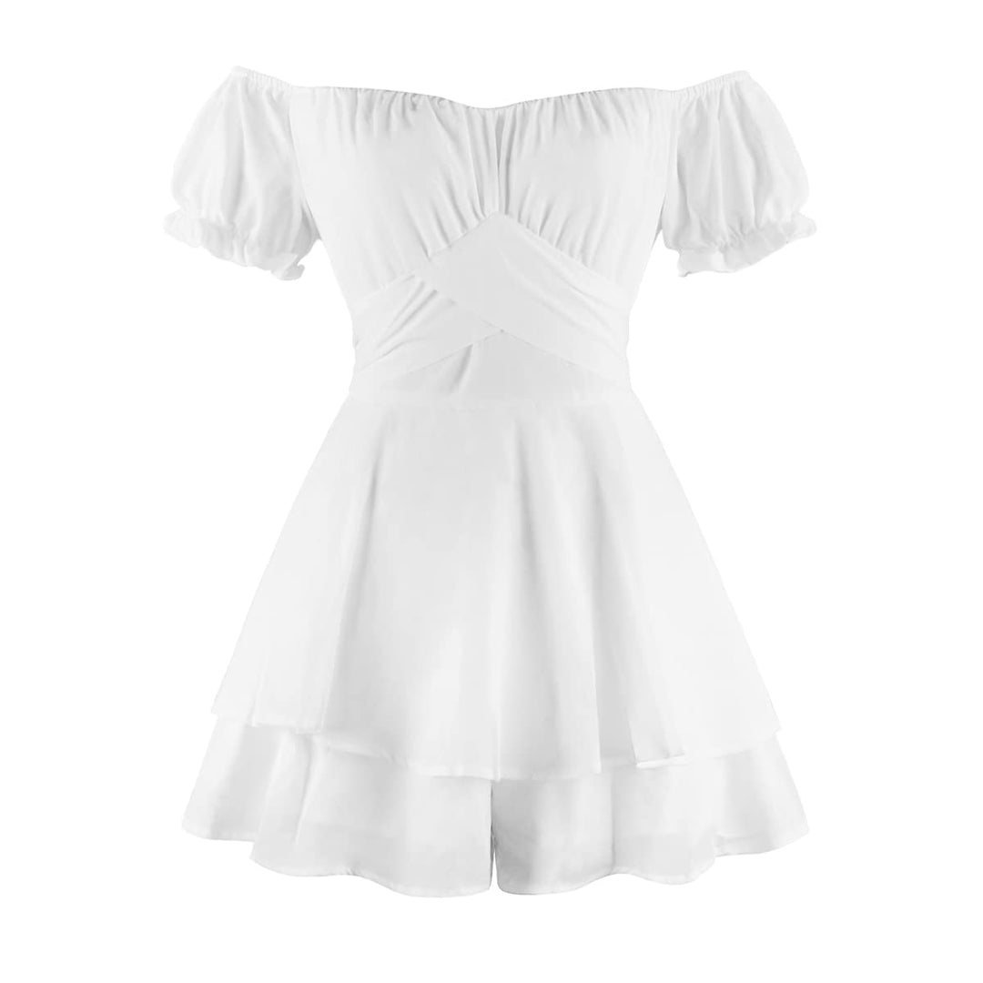 FYMNSI Damen Sommer Jumpsuit Elegant Schulterfrei Cocktail Party Festlich Overall Hosenanzug Playsui