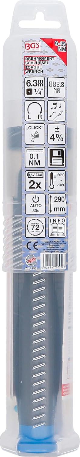 BGS 952 | Digitaler Drehmomentschlüssel | 6,3 mm (1/4") | 6 - 30 Nm | Drehmoment-Schlüssel, 6,3 mm (