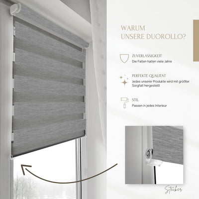 Home-Vision® DuoRollo Klemmfix, Doppelrollo ohne Bohren mit Klämmträgern, Rollos für Fenster und Tür