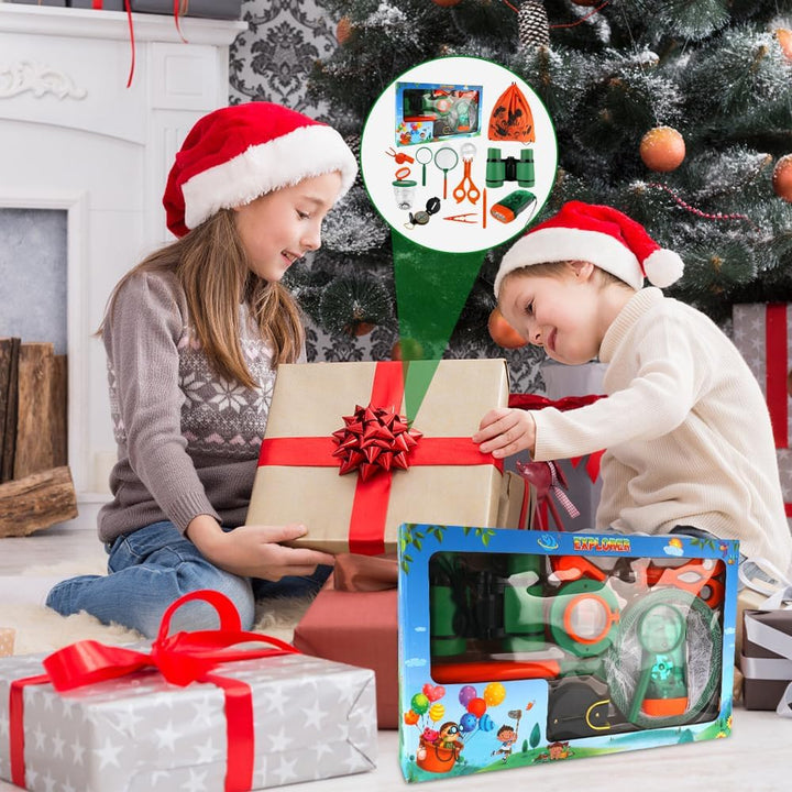 11Pcs Forscherset für Kinder, Entdecker Set für Kinder Mit Fernglas Kinder, Insektenfänger, Kompass,