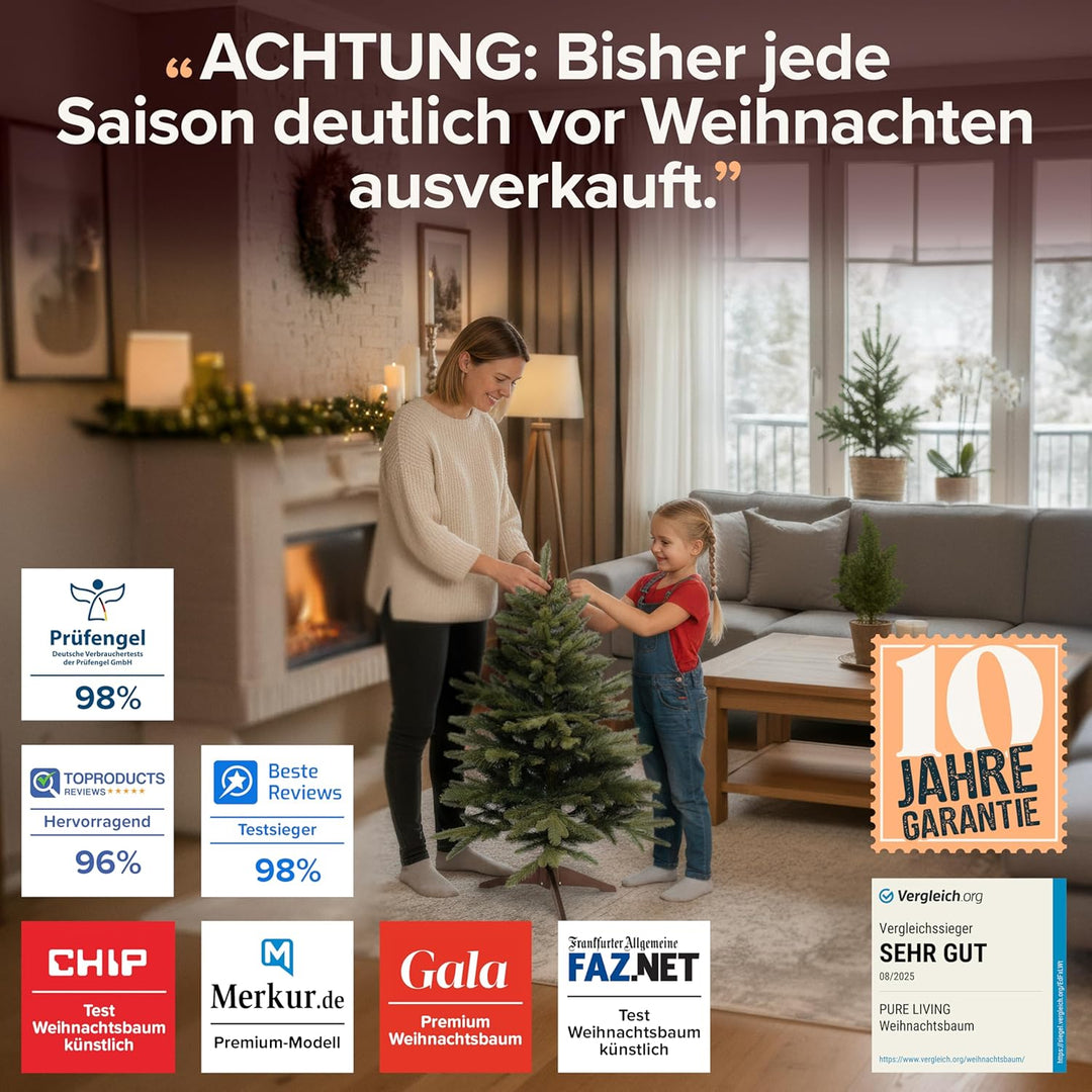Premium Weihnachtsbaum künstlich 90cm -TESTSIEGER - Naturgetreu, dichte Zweige, Künstlicher Weihnach