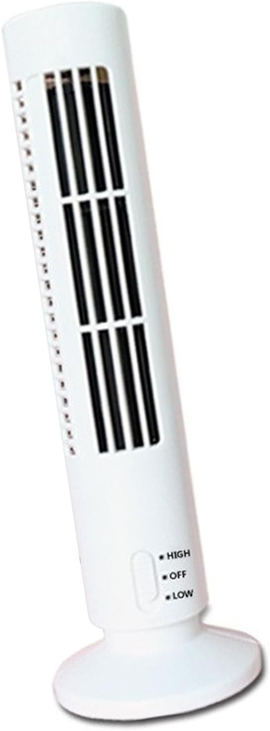 USB Flügelloser Turmventilator, Oszillierend 2 Geschwindigkeiten | Wiederaufladbar, Leiser Betrieb,
