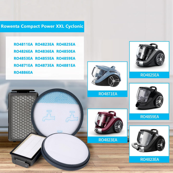 2 Set Ersatzfilter kompatibel mit Rowenta Compact Power XXL RO4811EA RO4823EA RO4825EA RO4853EA RO48