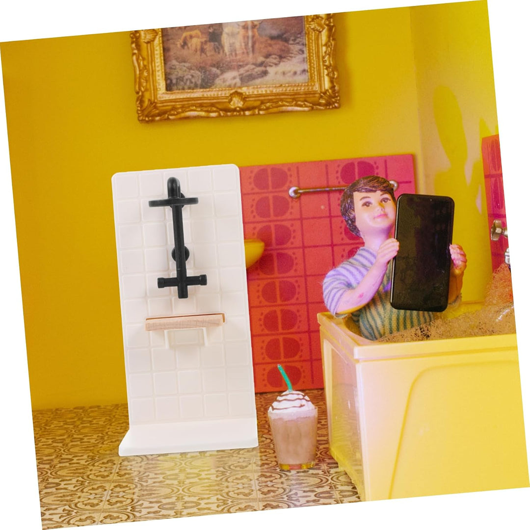 UPKOCH Massstab Realistische Langlebige Mini Dusche Puppenmöbel für Detailgetreue Puppenhaus Szene S