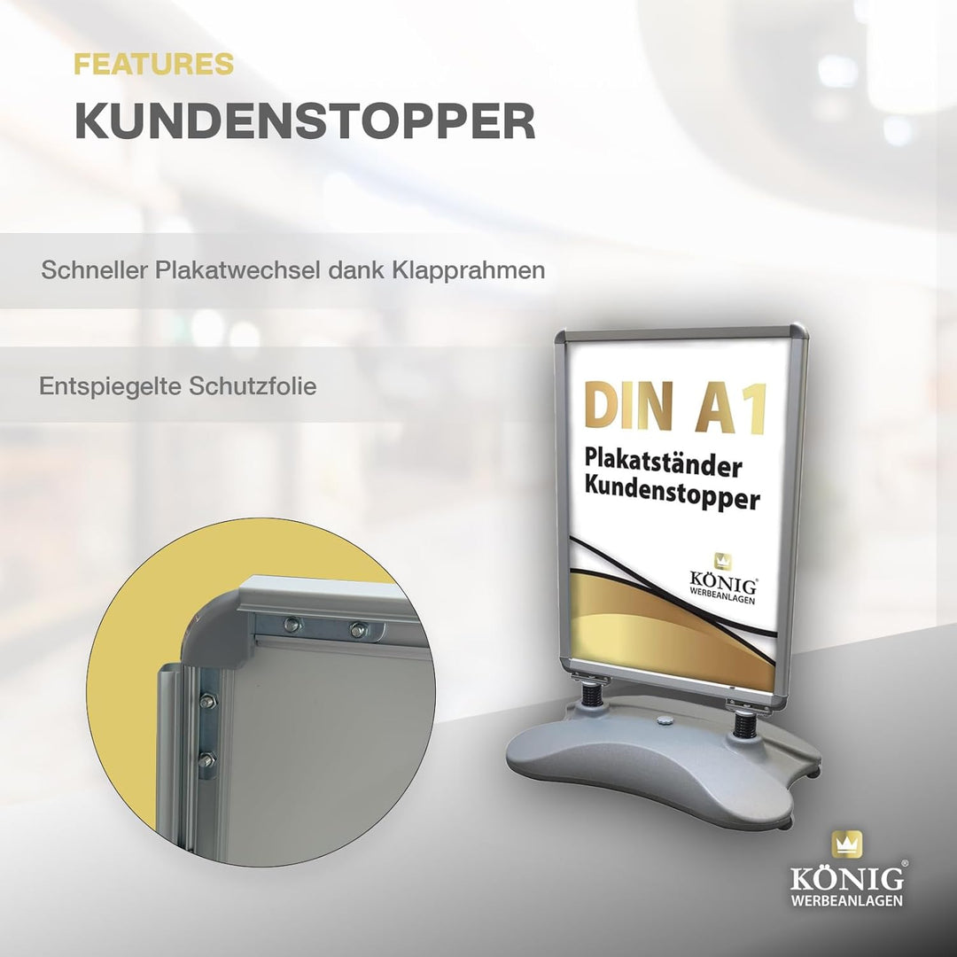 Dreifke Kundenstopper Keitum Wind Line DIN A1 silber| beidseitig für 2 Plakate | stabiler Fuss für s
