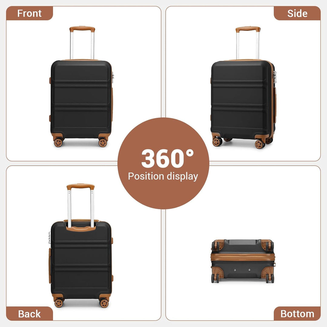 KONO Handgepäck Koffer ABS+PC Hartschalenkoffer, Kabinenkoffer 52x38x21 cm für Lufthansa & Eurowings