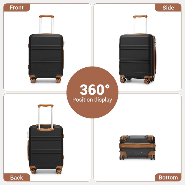 KONO Handgepäck Koffer ABS+PC Hartschalenkoffer, Kabinenkoffer 52x38x21 cm für Lufthansa & Eurowings