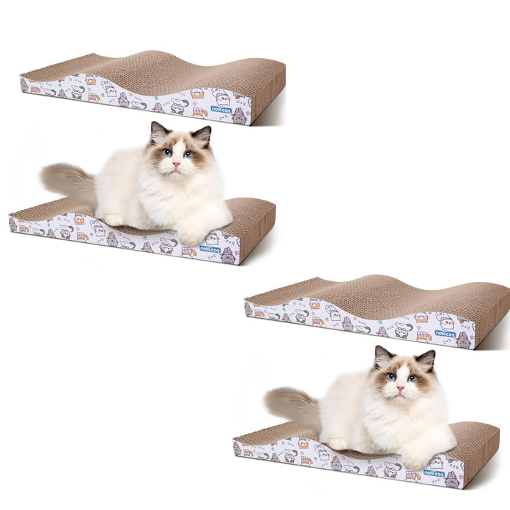 Nobleza 4 Stücke Katzen kratzbrett mit Minze, Wellpappe Kratzmatten, Recycelbar Qualitäts-Pappe Krat
