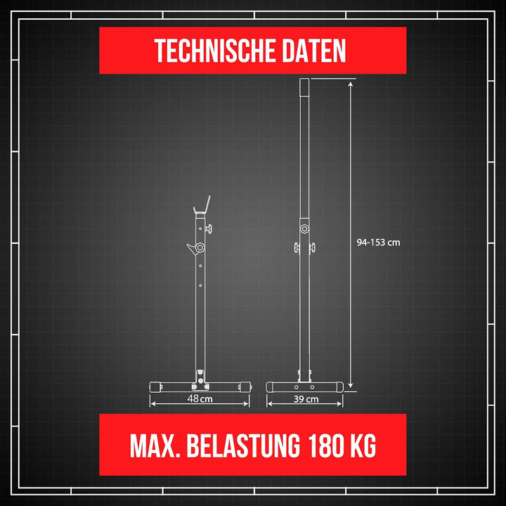 K-Sport: Langhantelablage bis 180kg belastbar I Squat-Rack für Langhanteltraining I Hantel-Ablage fü