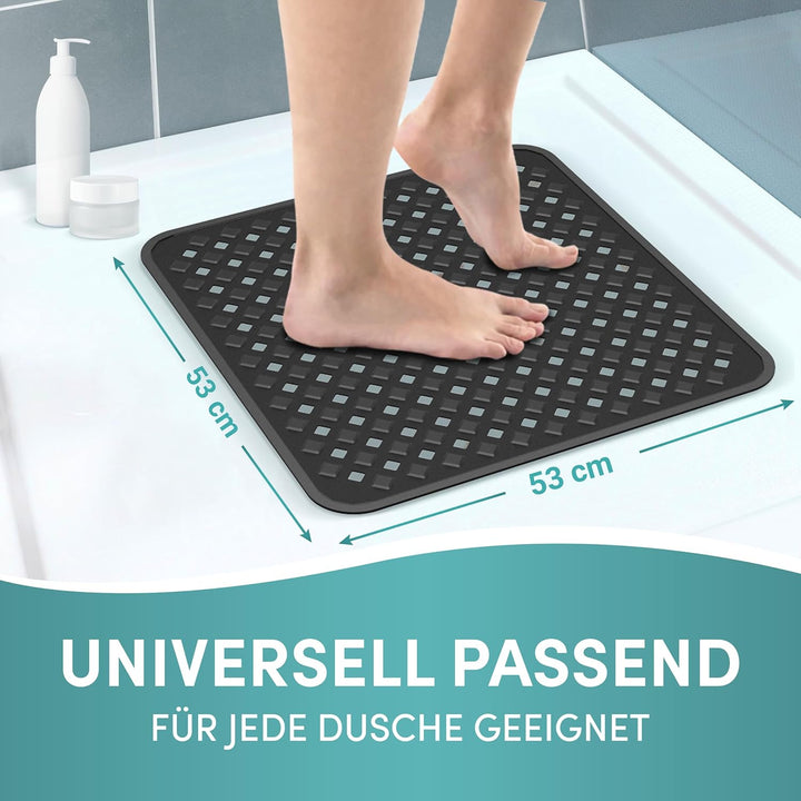 Engelbach® Duschmatte rutschfest 53x53cm - Inklusive Haken zum Aufhängen - 100% BPA-frei - Antirutsc