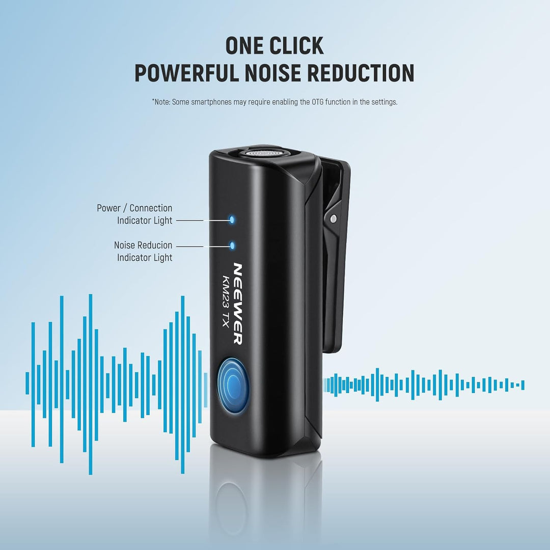 NEEWER Wireless Lavalier Mikrofonsystem, 1 x USB C Empfänger mit OTG Adapter 2 x Rauschunterdrückung
