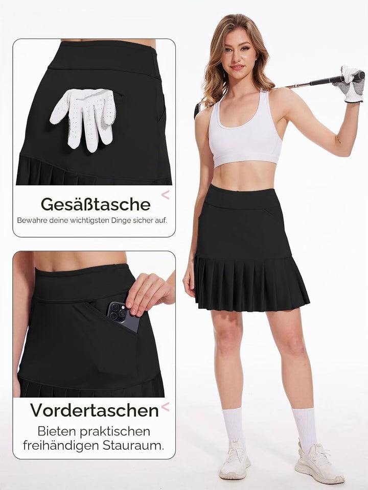 MOTEEPI 19" Golf Röcke für Frauen Knie Länge Ruffle Saum Rock Tennis Rock Athletic Skort für Workout