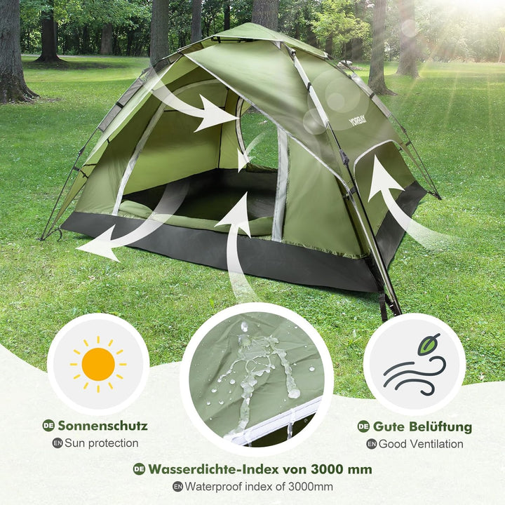 Yorbay 2 in 1 Pop Up Camping Zelte, doppelwandig Wasserdicht UV-Schutz Kuppelzelte Wurfzelte für Fam
