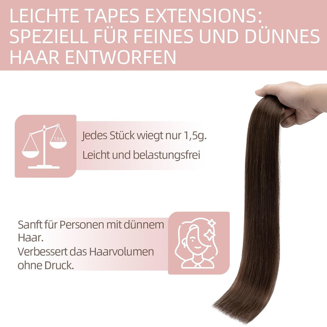 Silk-co Tape in Extensions Echthaar 20stk, leicht Version Tape Extensions Echthaar, Remy Haarextensi