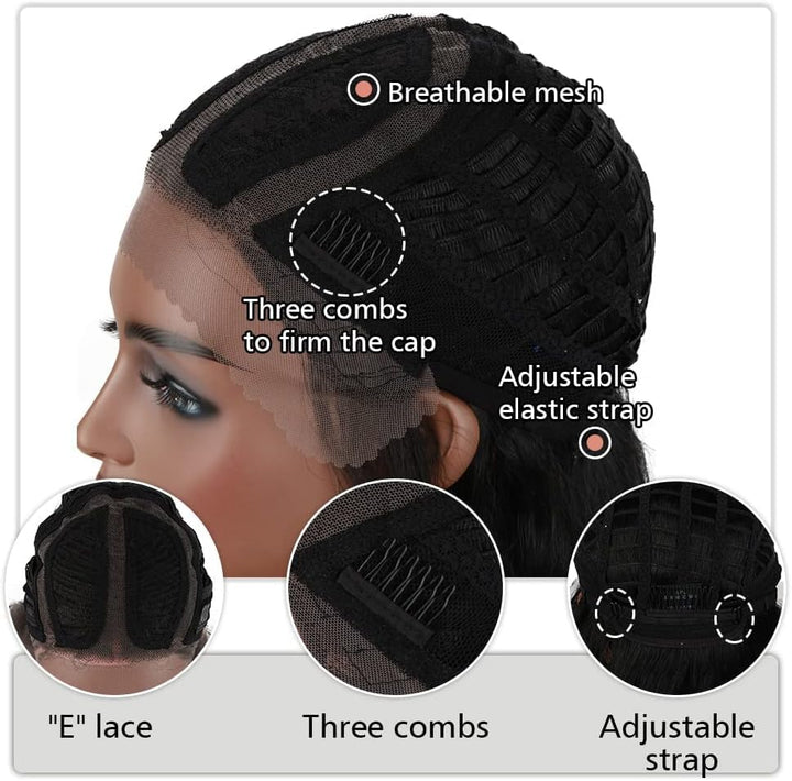 FASHION IDOL Lace Front Curly Wigs 31" Long Synthetic Natural Water Wavy Wig for Black Women Ombre G