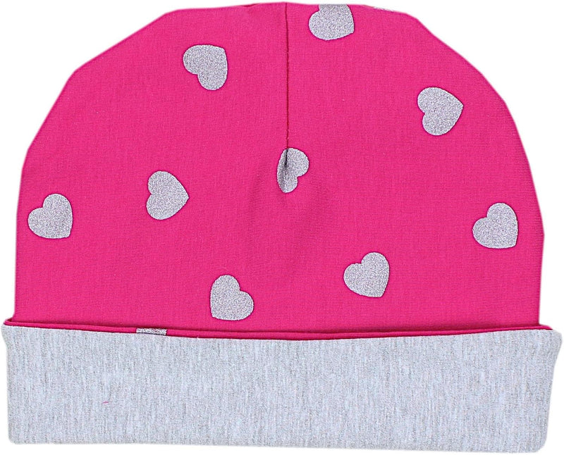 TupTam Unisex Kinder Beanie Mütze Schlauchschal Set 56-58 Herzen Glitzer Grau / Amaranth Grau Melier