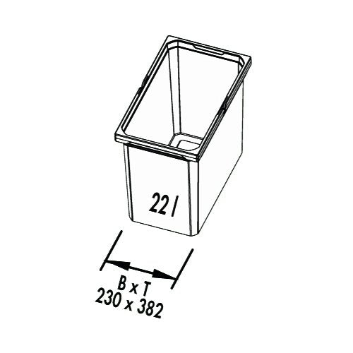 Naber Mülleimer | Modell 8012341 | Volumen 22L | 230 x 382 x 326 mm | Kunststoff Anthrazit