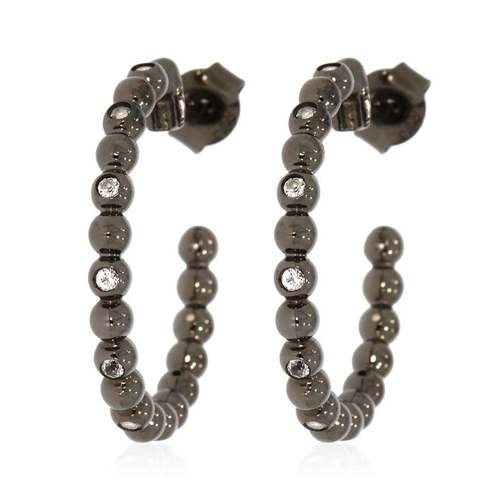 XEN Steckcreolen mit Weisstopas ca. 0,40 ct. Black Rhodium