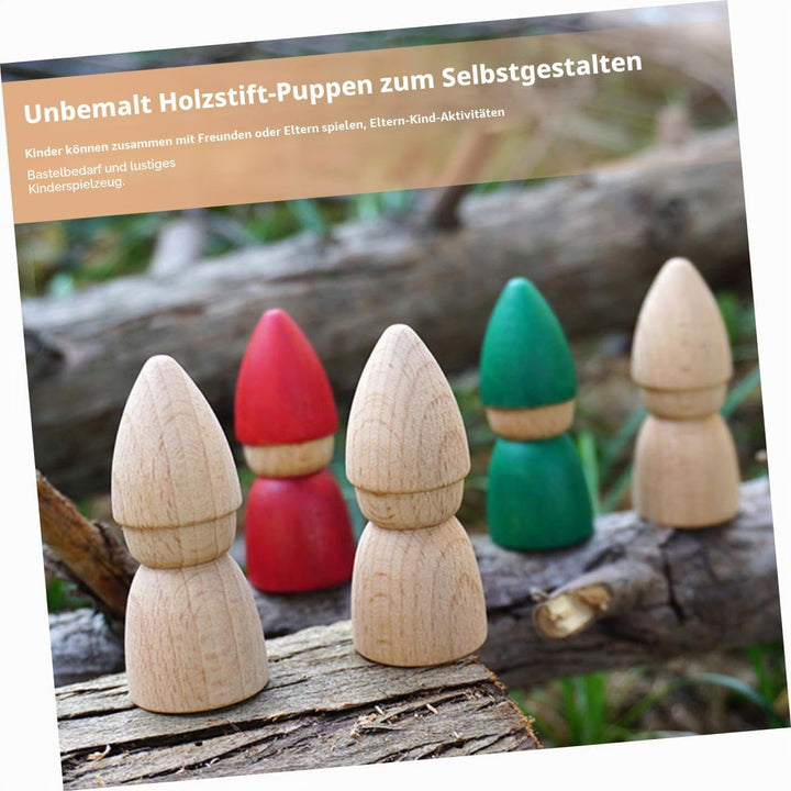Gogogmee Selbstgemacht Holzpuppen Bastelset 8 Stück zum Bemalen Holzfiguren aus Holz für Kinder Krea