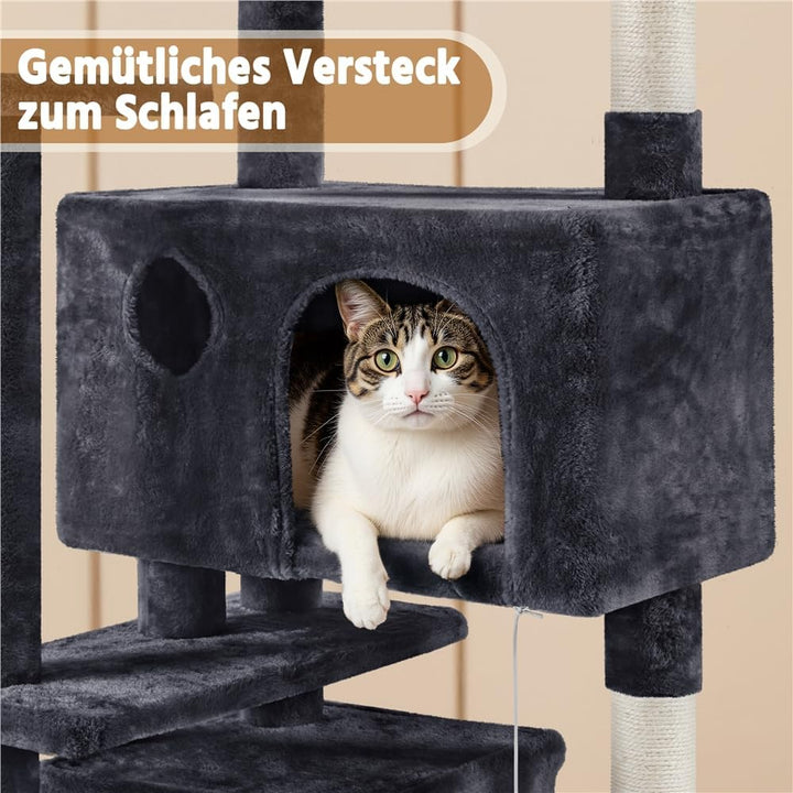 Yaheetech Kratzbaum gross Kletterbaum 158 cm hoch Katzenkratzbaum, Stabiler Katzenbaum mit 3 Plattfo