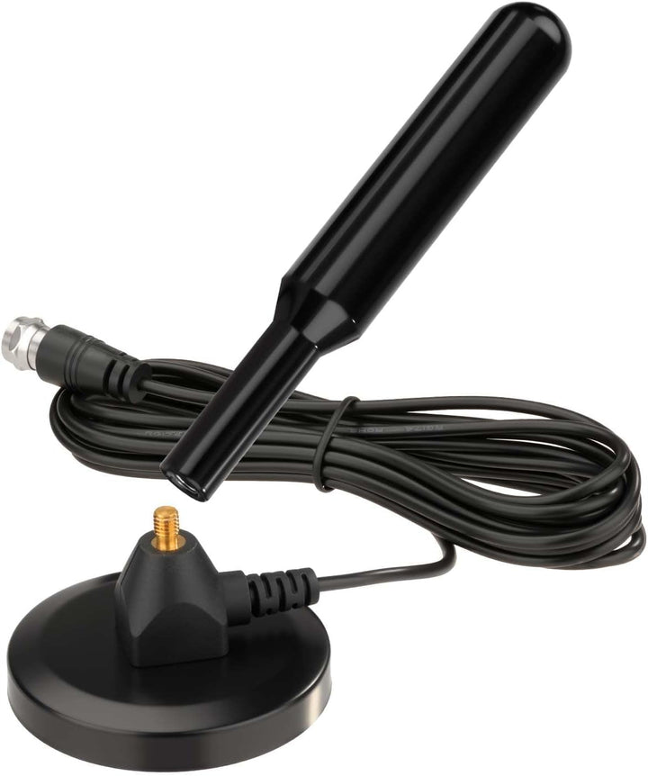 Superbat FM UKW Radio Antenne mit Magnetfuss & 3m Verlängerungskabel | F-Stecker + 3 Adapter | Kompa