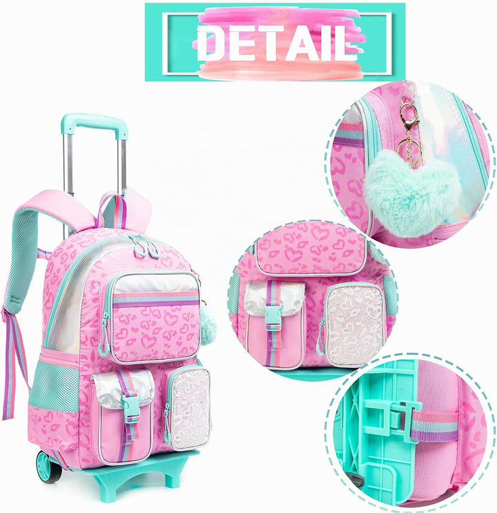 HTgroce Kinder Trolley Rucksack Schultasche Schulranzen Mädchen schultrolleys Schulrucksack Kinderko
