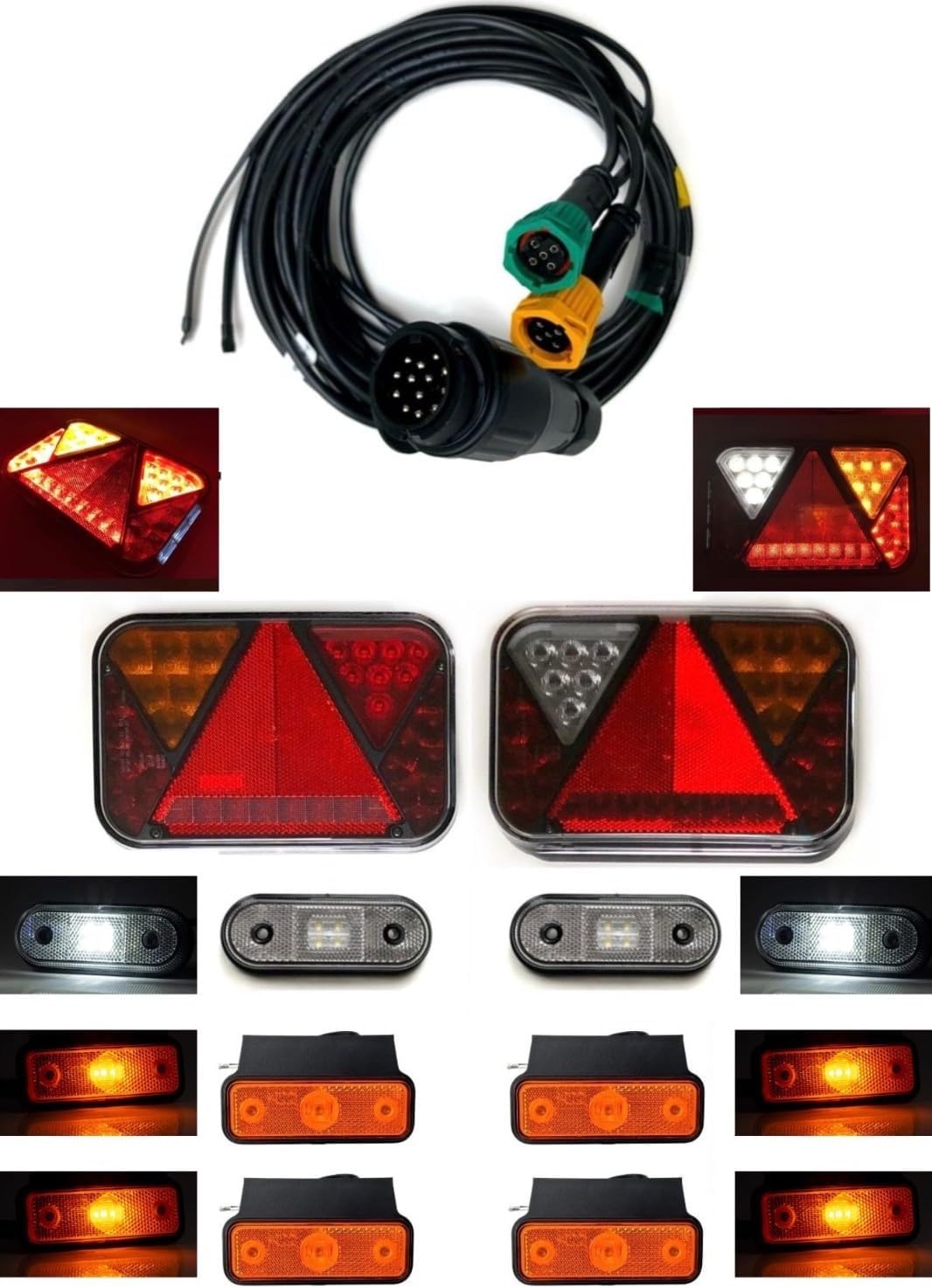 Anhängerbeleuchtung SET LED Rückleuchten LED Control Box System CANBUS Umrissleuchten 13 polig Kabel