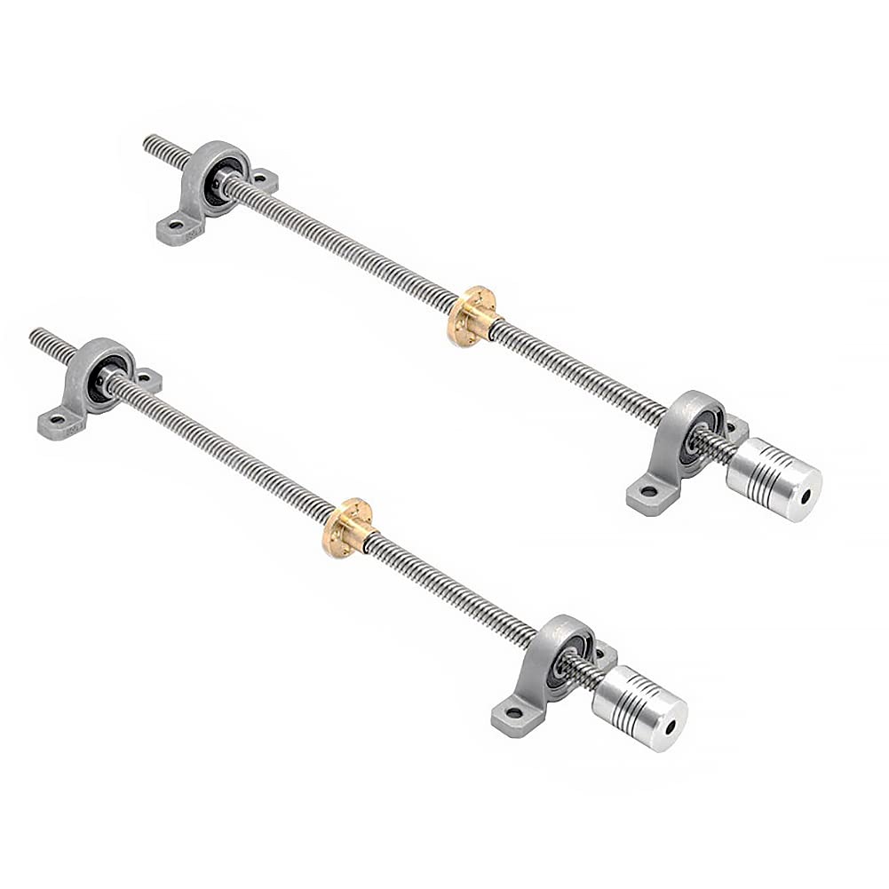 iYueMps 2 Set 200mm T8 Gewindespindel Set, 304 Edelstahl 8mm Gewindestange mit Messingmutter, Vertik