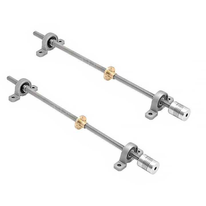 2 Set 400mm T8 Gewindespindel Set, 304 Edelstahl 8mm Gewindestange mit Messingmutter, Vertikaler Ste