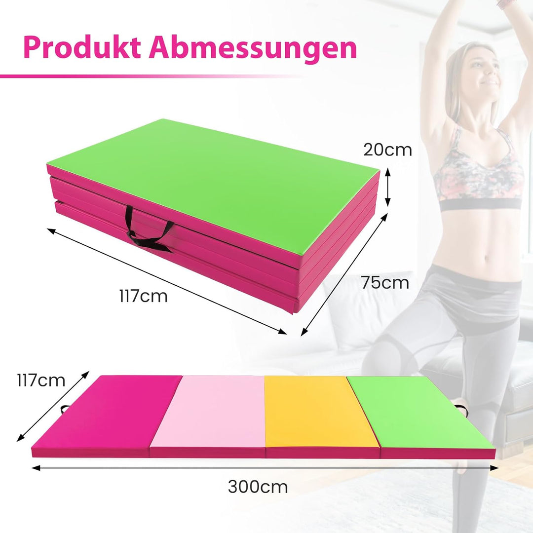 COSTWAY 300 x 120 x 5 cm Weichbodenmatte, Gymnastikmatte klappbar, Turnmatte aus PU mit Kletterversc