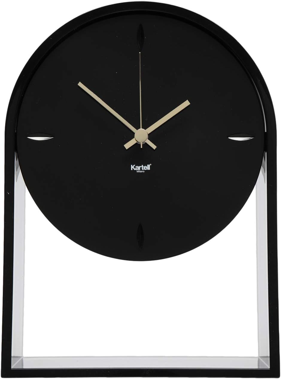 Kartell Air du Temps Tischuhr, Plastik, Schwarz, 21.5 x 8 x 30 cm, Schwarz