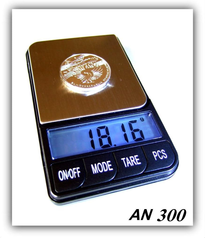 Digitale Taschenwaage mit besonders grossen Tasten & Display von 0,01g bis 300g von Dipse 300g x 0,0