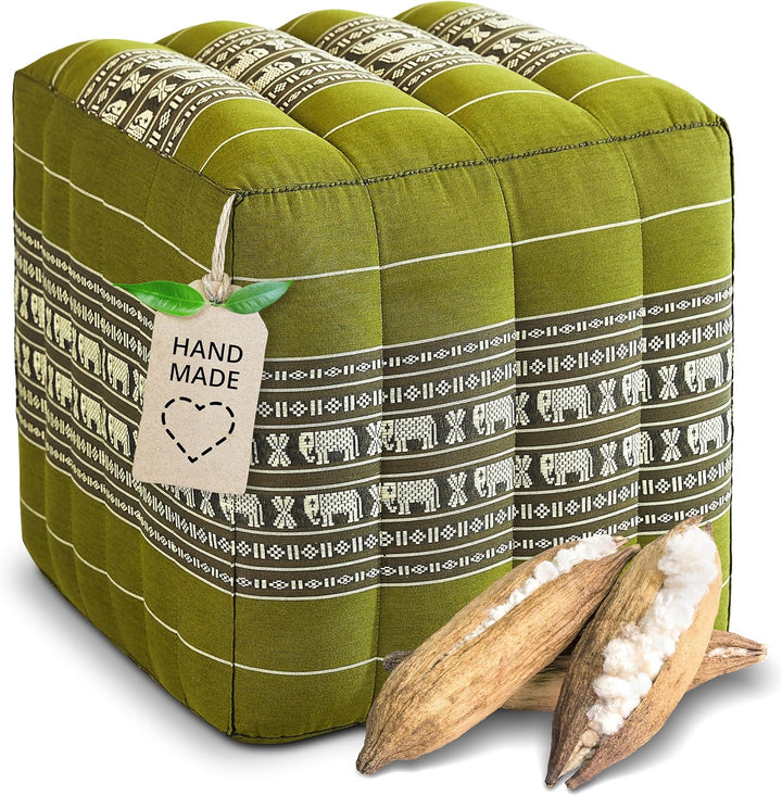 livasia Würfelkissen quadratisch, Sitzhocker mit organischem Kapok, Sitzpouf, Lagerungswürfel vierec