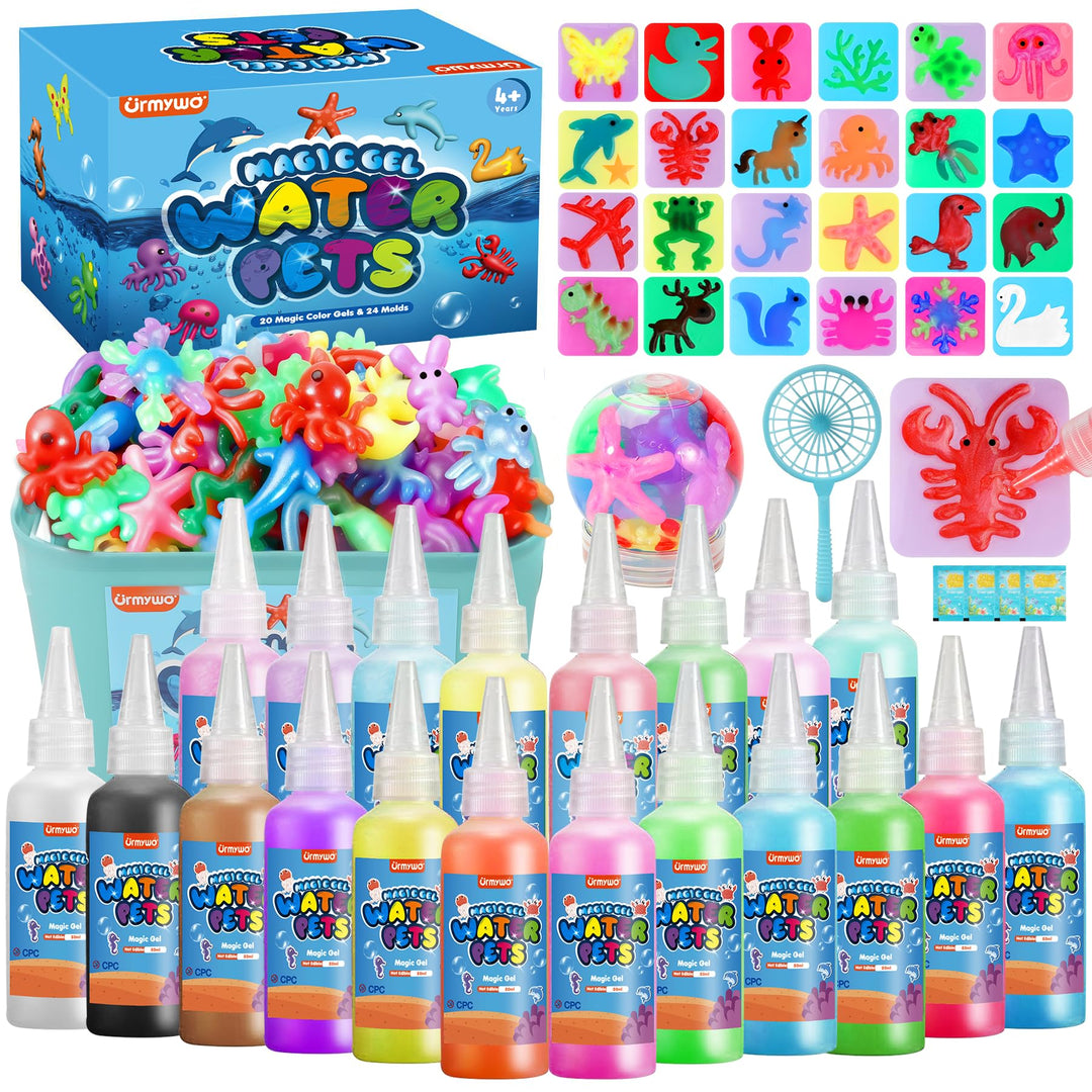 URMYWO Magic Water Gel Toy Kit, DIY 3D Magisches Wassergel-Spielzeug, Aqua Gelz Set mit 20 Farben &