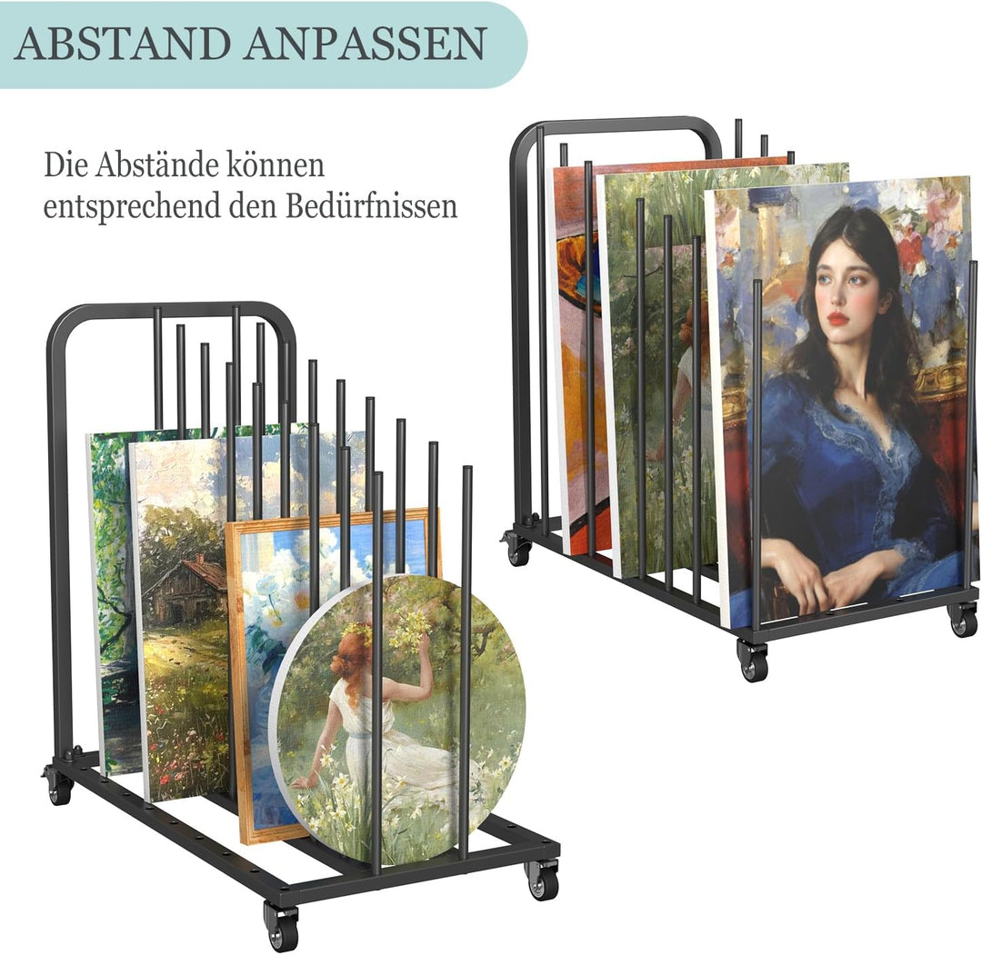 uyoyous Mobile Kunst-Trockengestell 80×83×45cm Trockengestell für Kunst Einstellbares Intervall Kuns