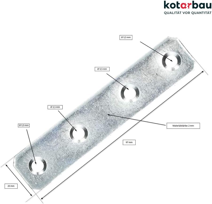 KOTARBAU Lochplatten 97 x 20 mm Verzinkt Silber Flachverbinder Holzverbinder Innen – Aussenbereich L