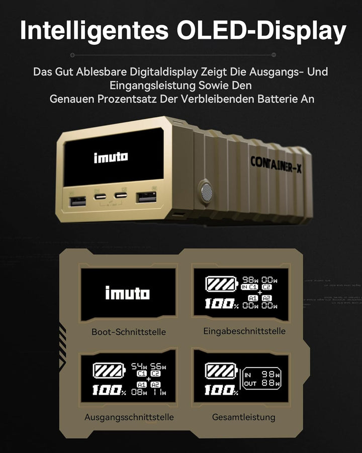 imuto Powerbank USB C 𝟏𝟎𝟎𝐖, 26800mah Power Bank Schnellladefunktion PD3.0, QC3.0 Externer Handy-Akku