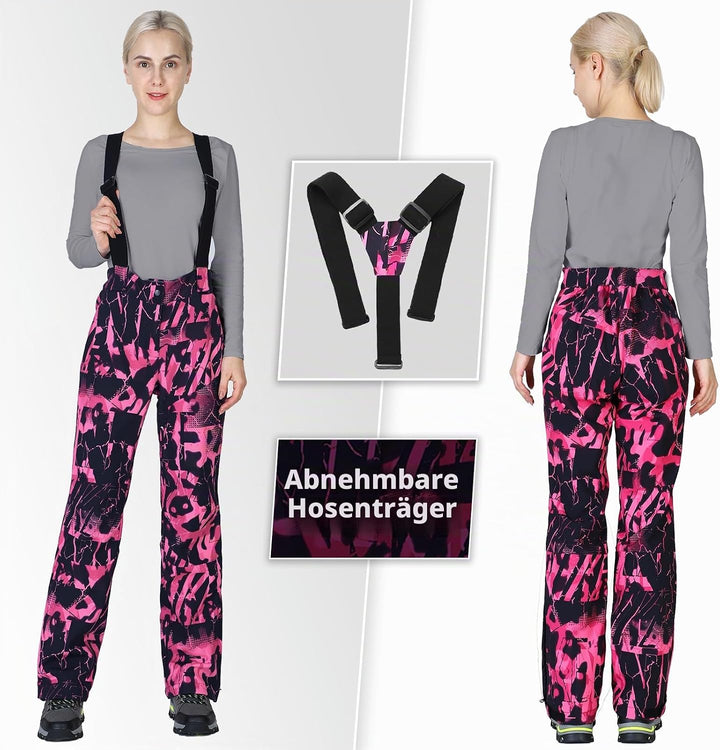 33,000ft Damen Skihose Hosenträgerhose Outdoorhose Wasserdicht Winddichte Softshellhose Warme Gefütt